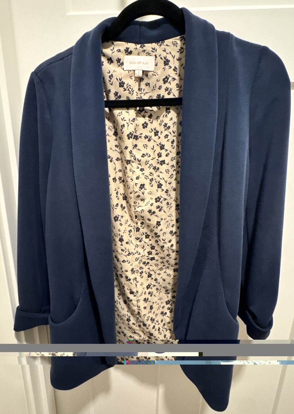 Skies Are Blue Hannah Modal Scuba Blazer Women's S Dark Blue Open Front